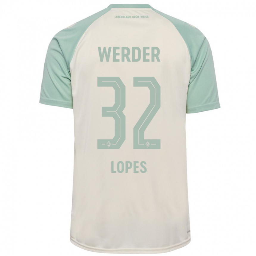 Men Football Eugenio Lopes #32 Off-White Light Green Away Jersey 2024/25 T-Shirt Nz