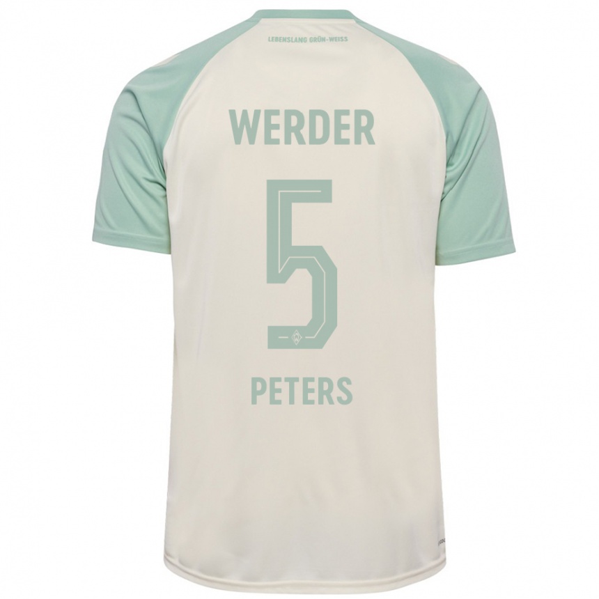 Men Football Joshua Peters #5 Off-White Light Green Away Jersey 2024/25 T-Shirt Nz