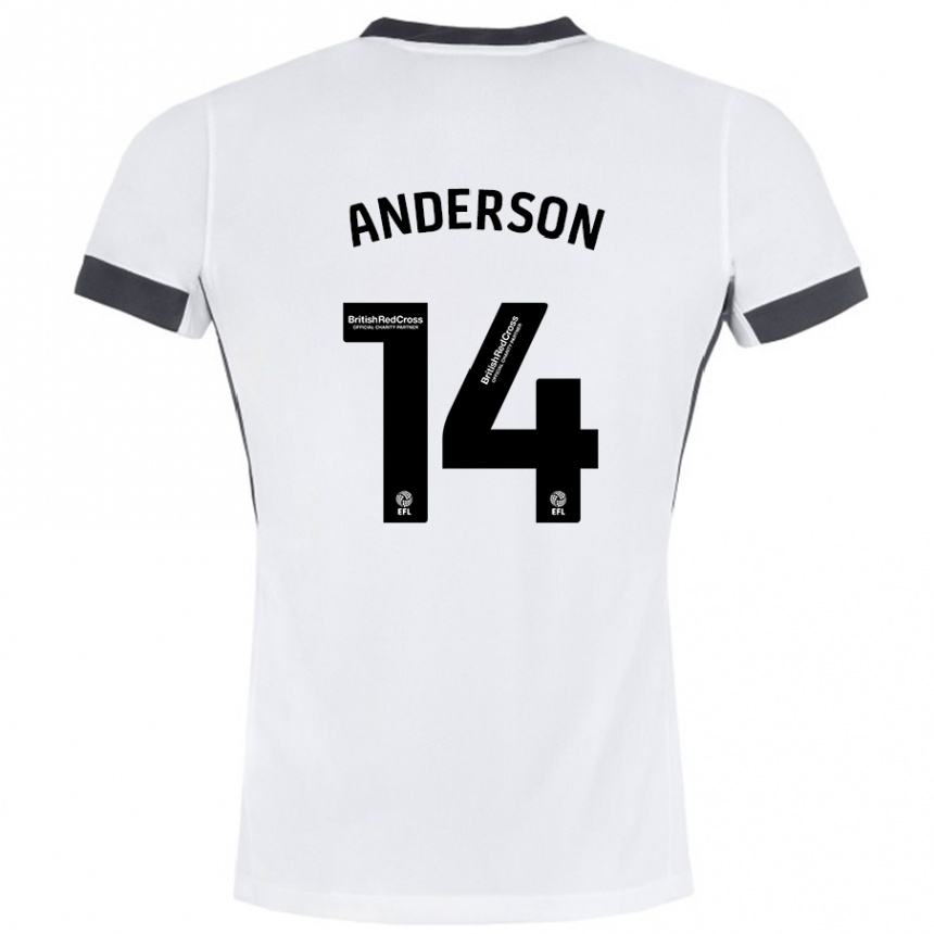 Men Football Keshi Anderson #14 White Black Away Jersey 2024/25 T-Shirt Nz