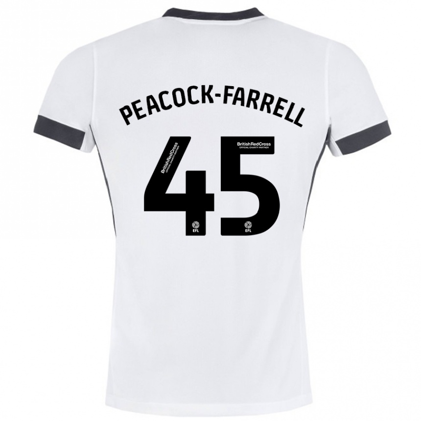 Men Football Bailey Peacock-Farrell #45 White Black Away Jersey 2024/25 T-Shirt Nz