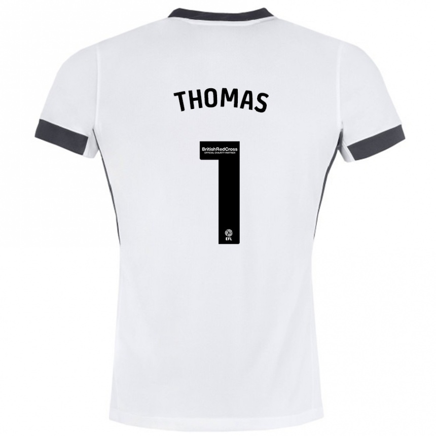 Men Football Lucy Thomas #1 White Black Away Jersey 2024/25 T-Shirt Nz