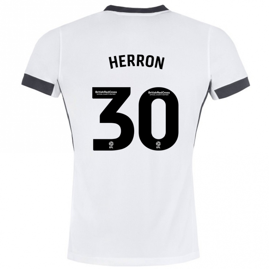 Men Football Neve Herron #30 White Black Away Jersey 2024/25 T-Shirt Nz