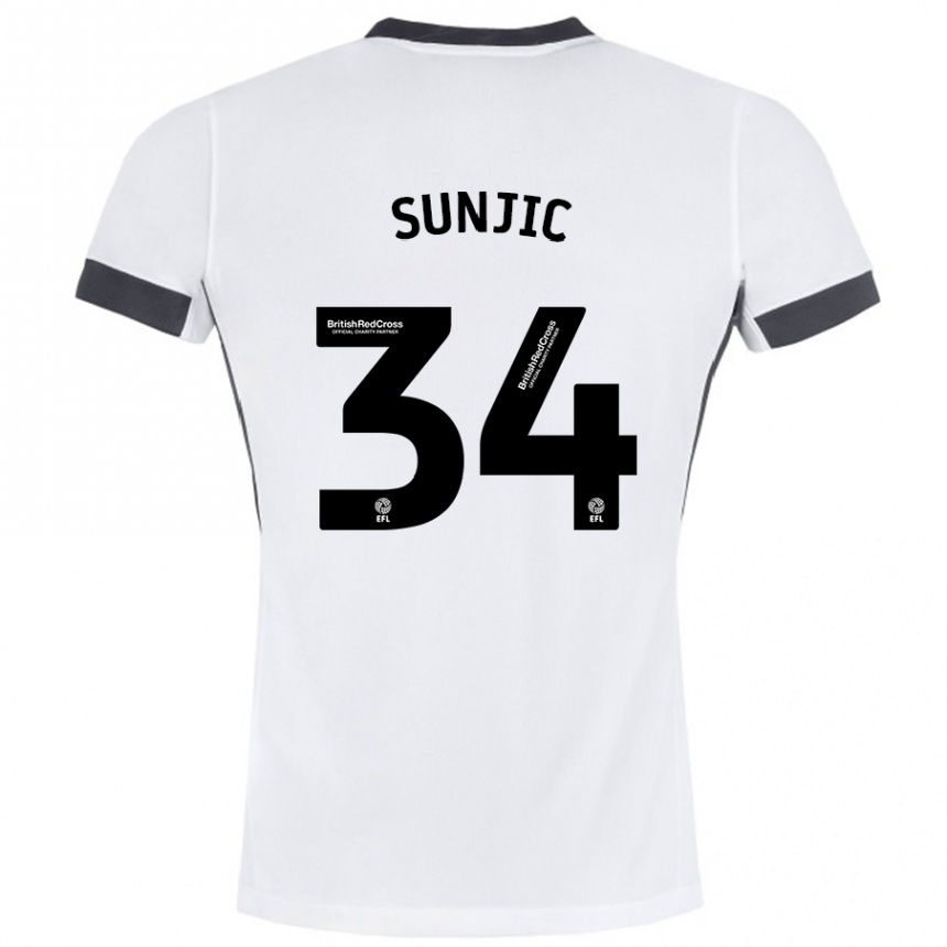 Men Football Ivan Sunjic #34 White Black Away Jersey 2024/25 T-Shirt Nz