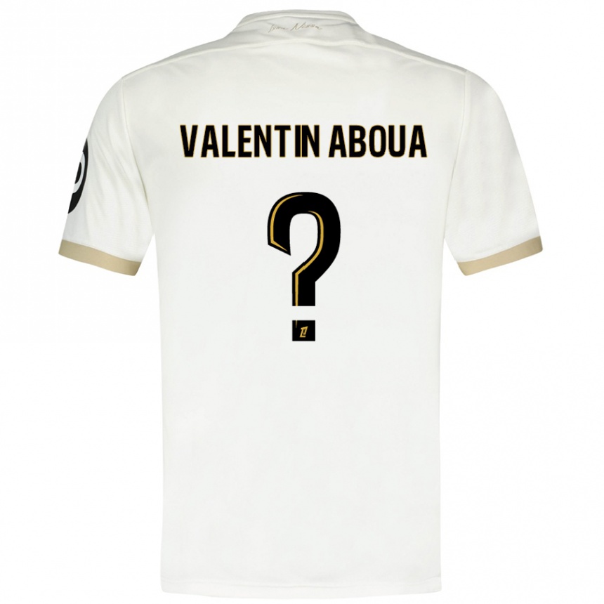 Men Football Louis Valentin Aboua #0 White Gold Away Jersey 2024/25 T-Shirt Nz