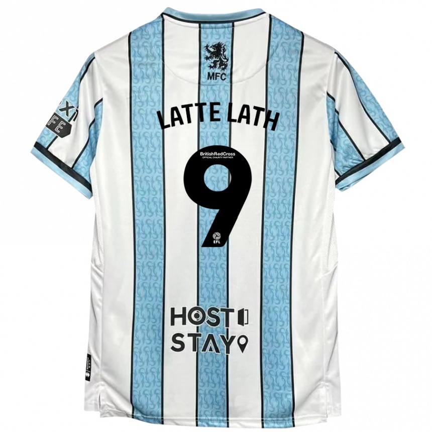 Men Football Emmanuel Latte Lath #9 White Blue Away Jersey 2024/25 T-Shirt Nz