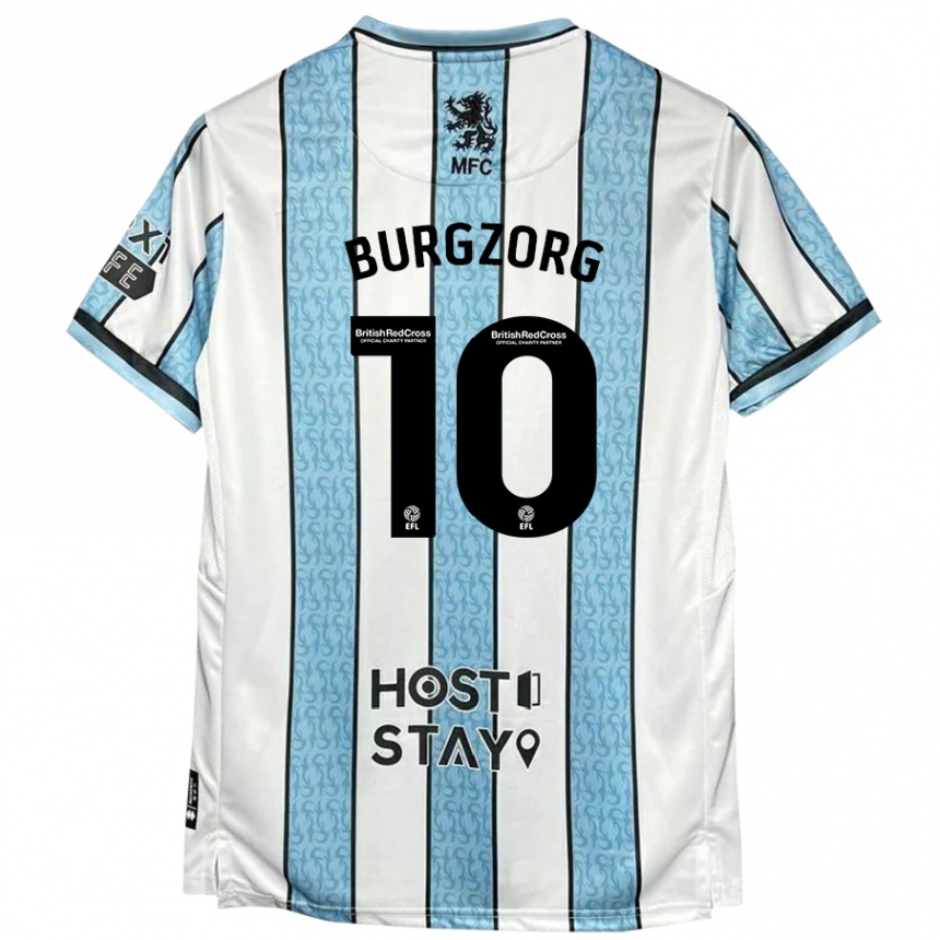 Men Football Delano Burgzorg #10 White Blue Away Jersey 2024/25 T-Shirt Nz