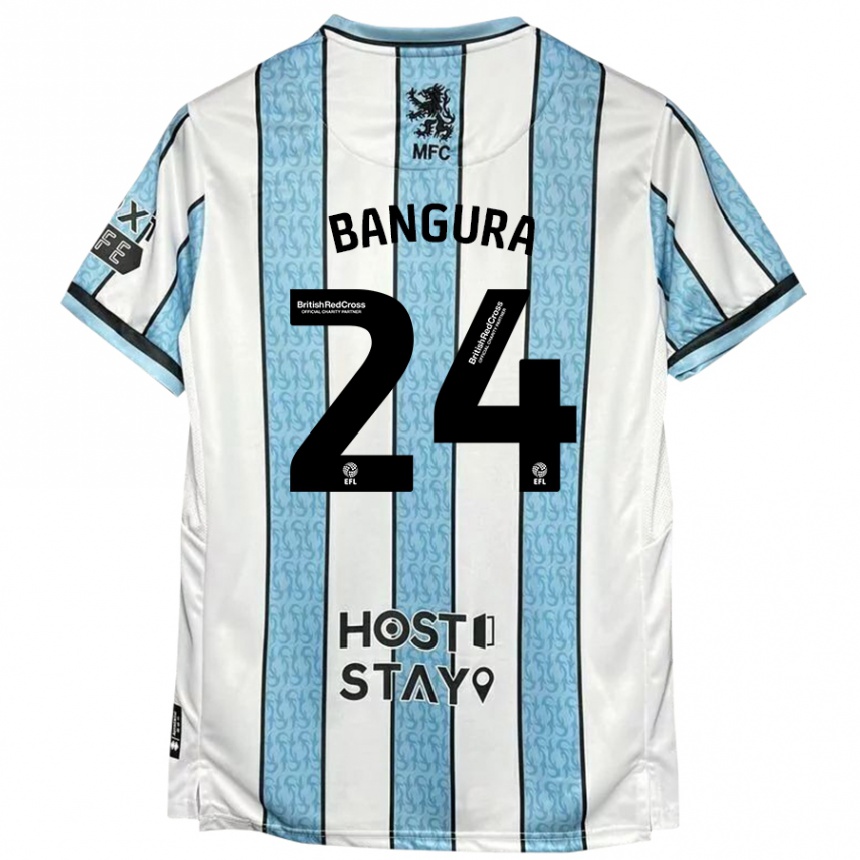 Men Football Alex Bangura #24 White Blue Away Jersey 2024/25 T-Shirt Nz