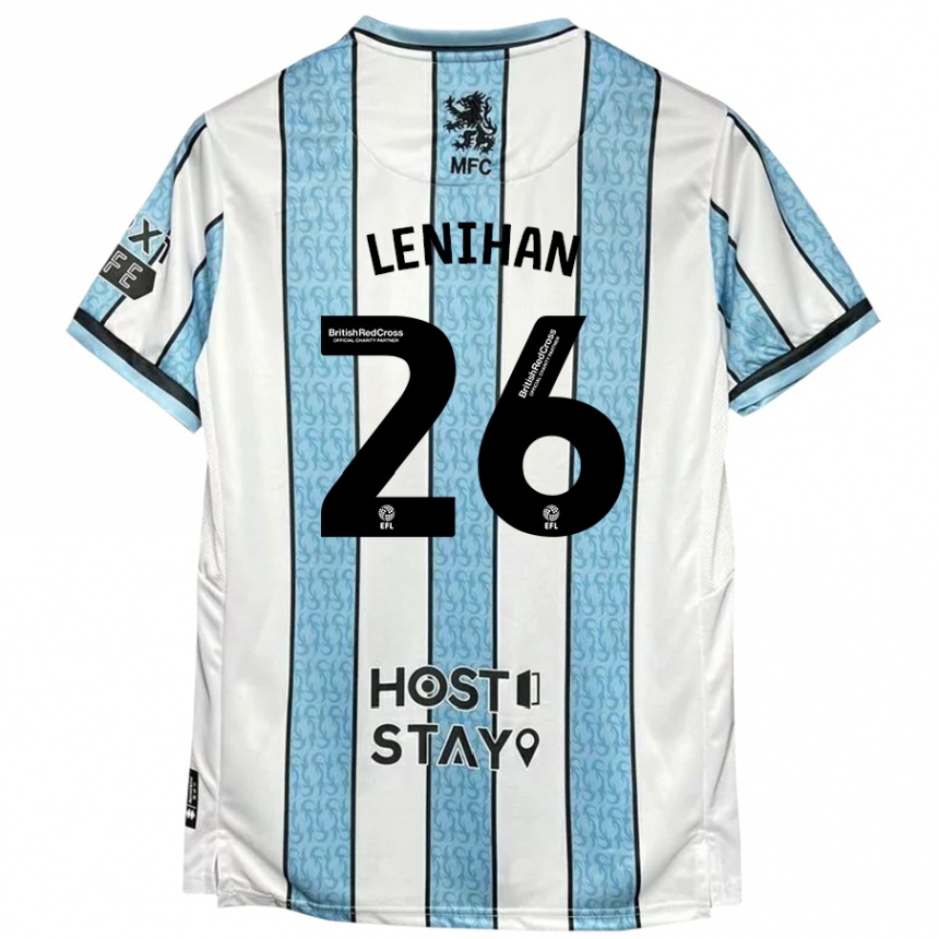 Men Football Darragh Lenihan #26 White Blue Away Jersey 2024/25 T-Shirt Nz