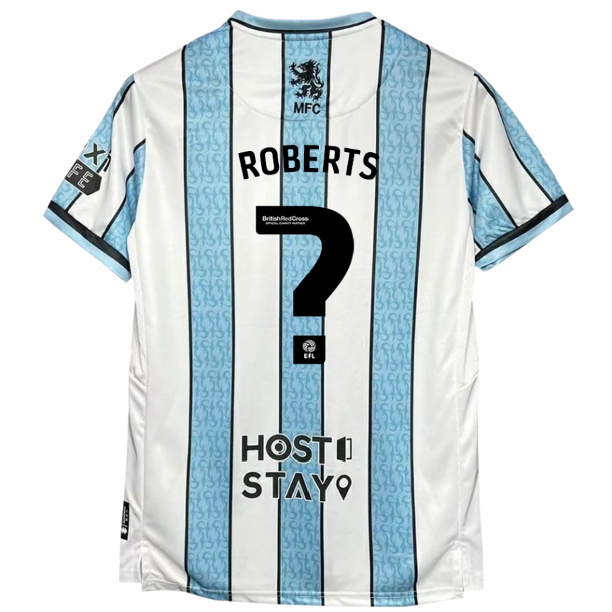 Men Football Joe Roberts #0 White Blue Away Jersey 2024/25 T-Shirt Nz