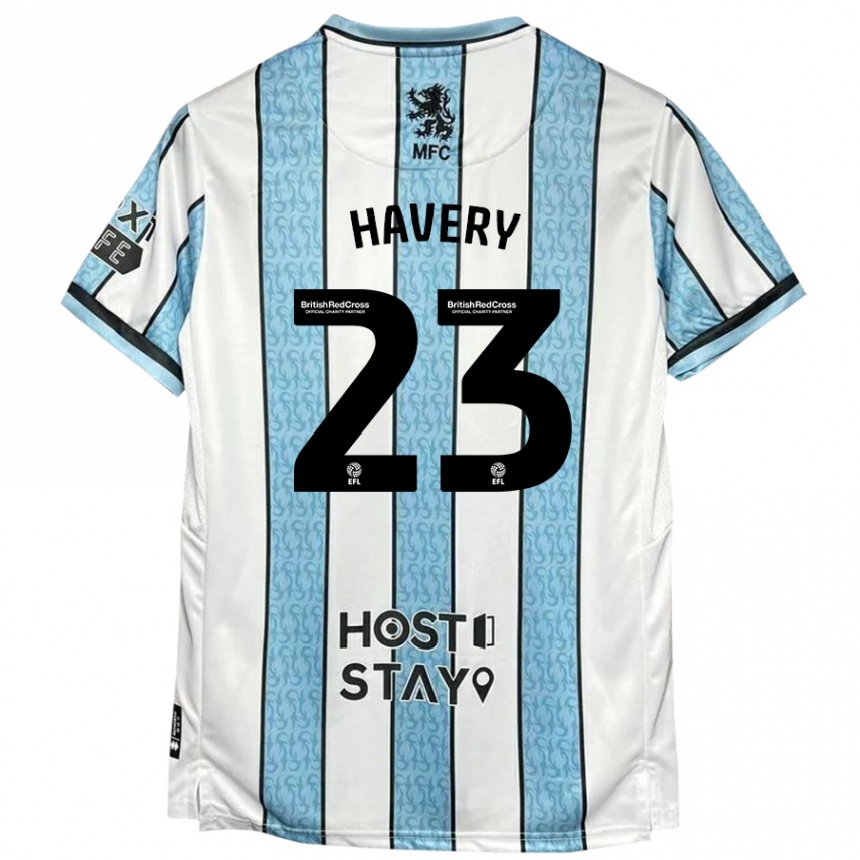 Men Football Nicole Havery #23 White Blue Away Jersey 2024/25 T-Shirt Nz