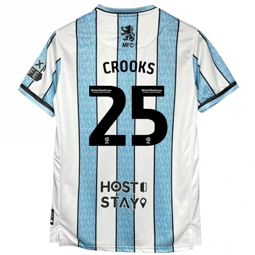 Men Football Matt Crooks #25 White Blue Away Jersey 2024/25 T-Shirt Nz