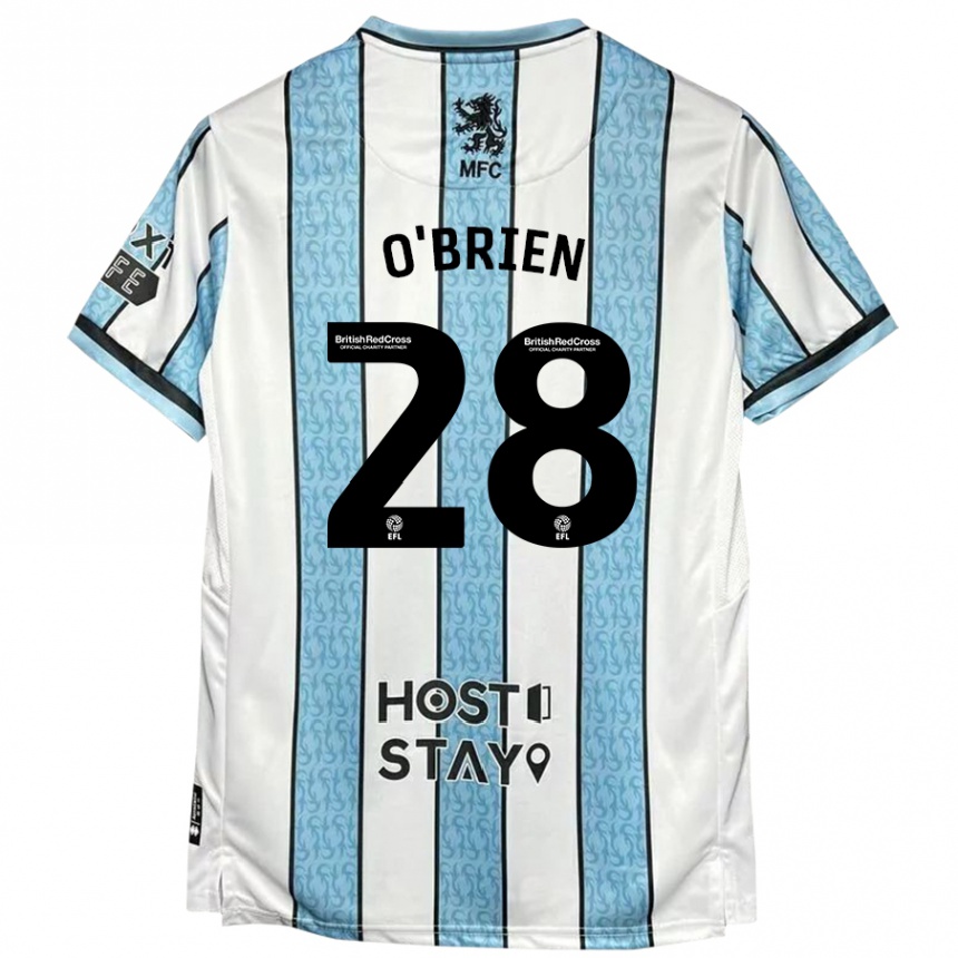 Men Football Lewis O'brien #28 White Blue Away Jersey 2024/25 T-Shirt Nz