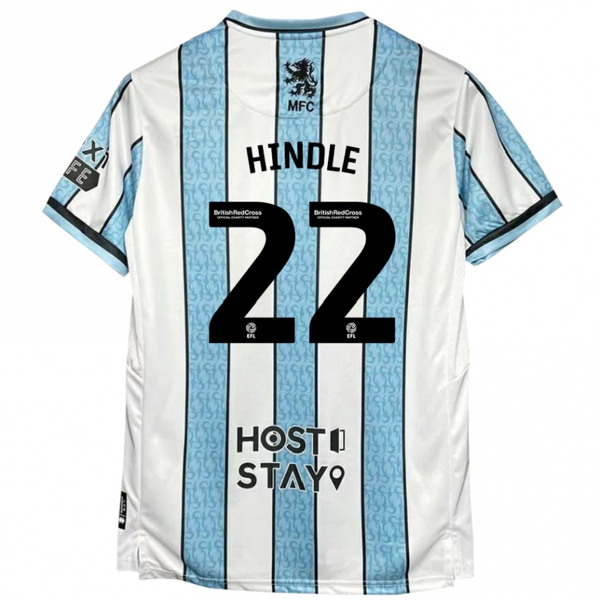 Men Football Rachel Hindle #22 White Blue Away Jersey 2024/25 T-Shirt Nz