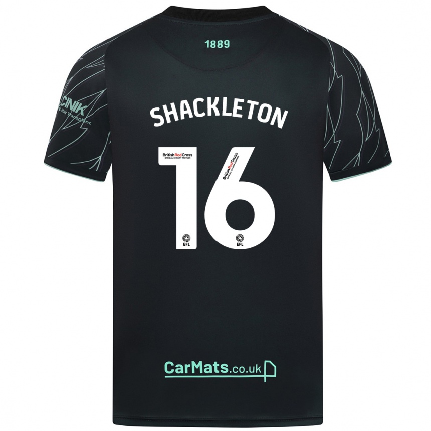 Men Football Jamie Shackleton #16 Black Green Away Jersey 2024/25 T-Shirt Nz