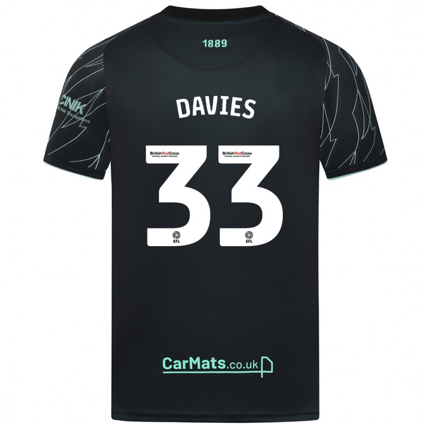 Men Football Bethan Davies #33 Black Green Away Jersey 2024/25 T-Shirt Nz