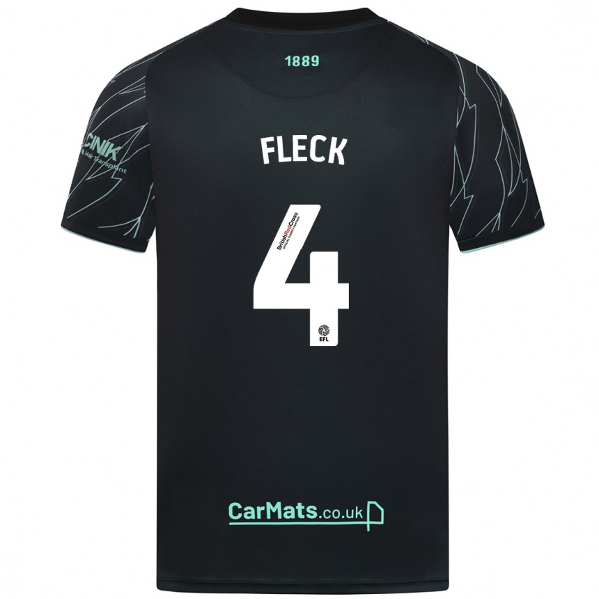 Men Football John Fleck #4 Black Green Away Jersey 2024/25 T-Shirt Nz