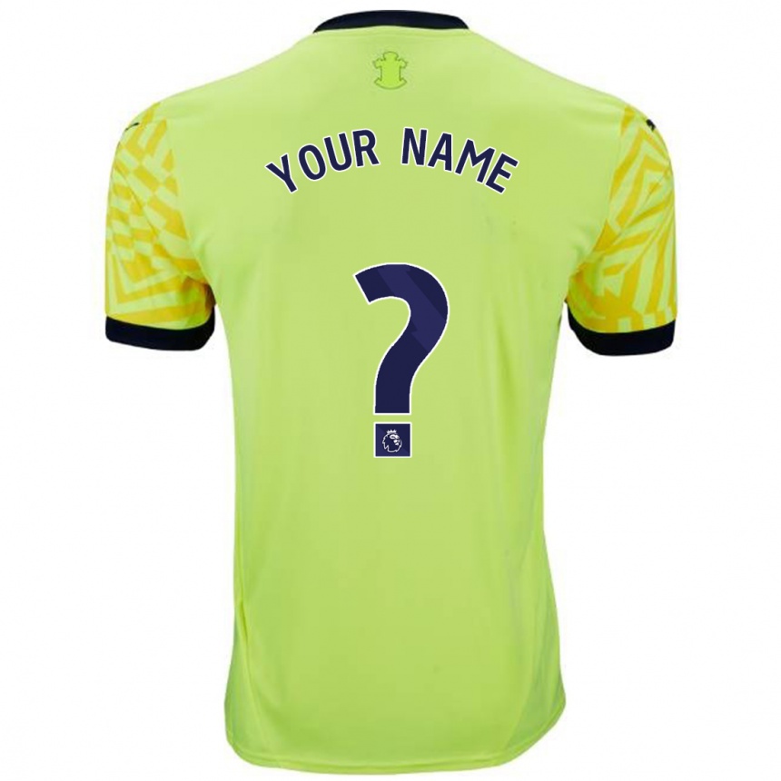 Men Football Your Name #0 Yellow Away Jersey 2024/25 T-Shirt Nz