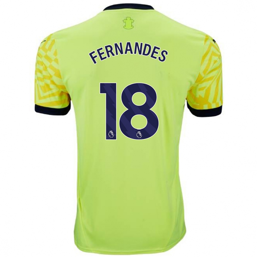 Men Football Mateus Fernandes #18 Yellow Away Jersey 2024/25 T-Shirt Nz