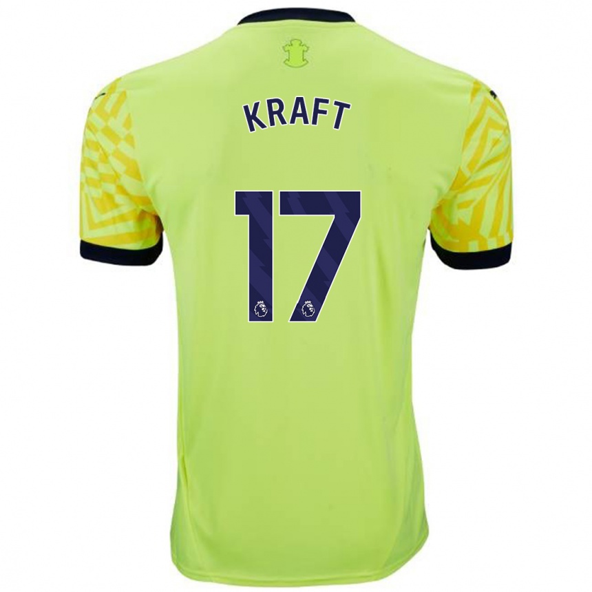 Men Football Emily Kraft #17 Yellow Away Jersey 2024/25 T-Shirt Nz