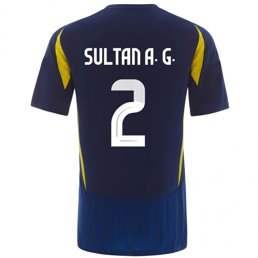 Men Football Sultan Al-Ghannam #2 Blue Yellow Away Jersey 2024/25 T-Shirt Nz