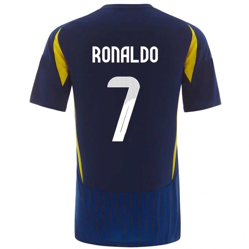 Men Football Cristiano Ronaldo #7 Blue Yellow Away Jersey 2024/25 T-Shirt Nz