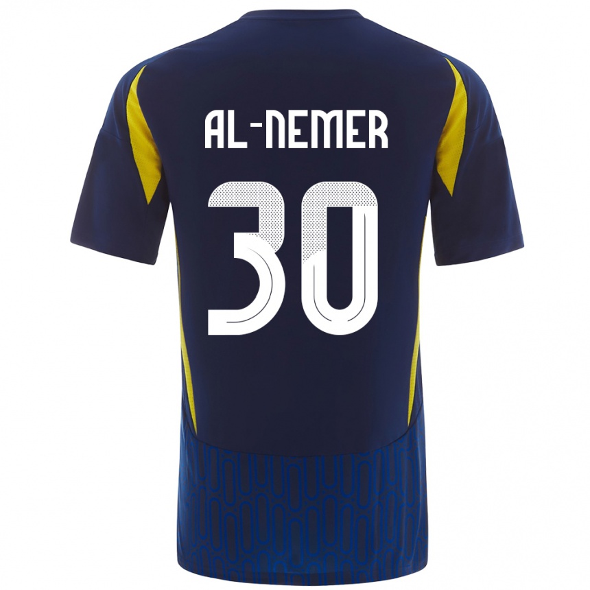 Men Football Meshari Al-Nemer #30 Blue Yellow Away Jersey 2024/25 T-Shirt Nz