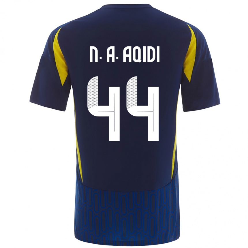 Men Football Nawaf Al-Aqidi #44 Blue Yellow Away Jersey 2024/25 T-Shirt Nz