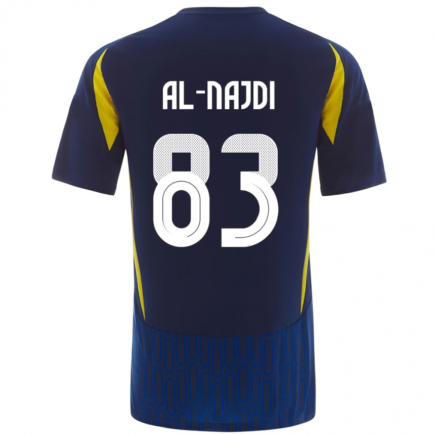 Men Football Salem Al-Najdi #83 Blue Yellow Away Jersey 2024/25 T-Shirt Nz