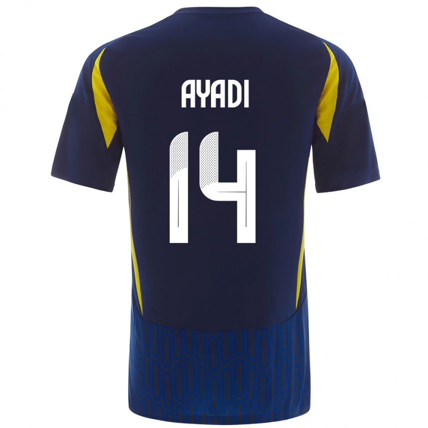 Men Football Ghada Ayadi #14 Blue Yellow Away Jersey 2024/25 T-Shirt Nz