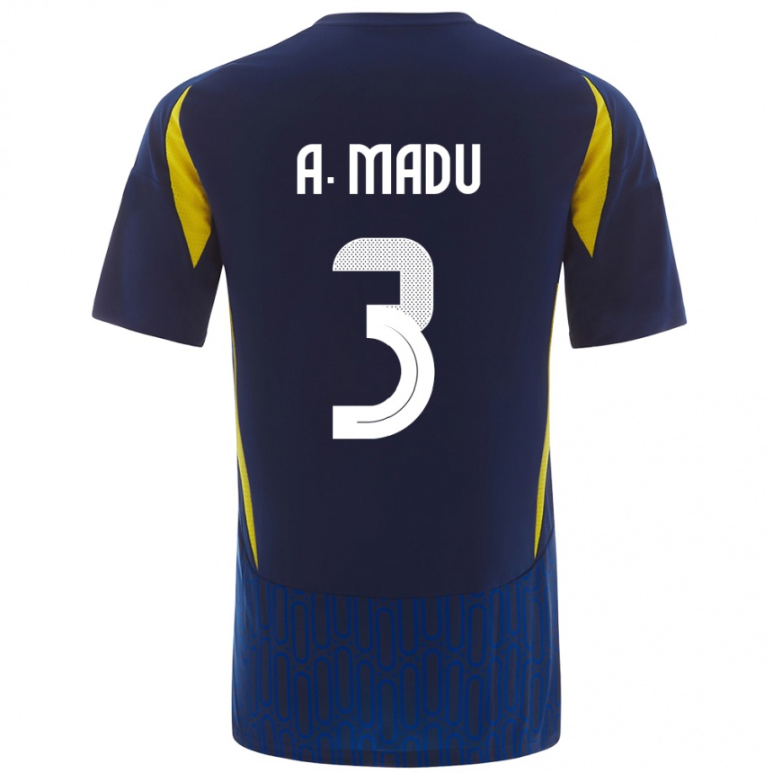 Men Football Abdullah Madu #3 Blue Yellow Away Jersey 2024/25 T-Shirt Nz