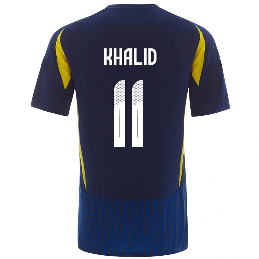 Men Football Khalid Al-Ghannam #11 Blue Yellow Away Jersey 2024/25 T-Shirt Nz