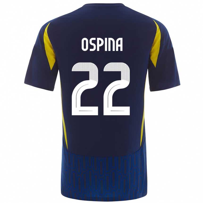 Men Football David Ospina #22 Blue Yellow Away Jersey 2024/25 T-Shirt Nz