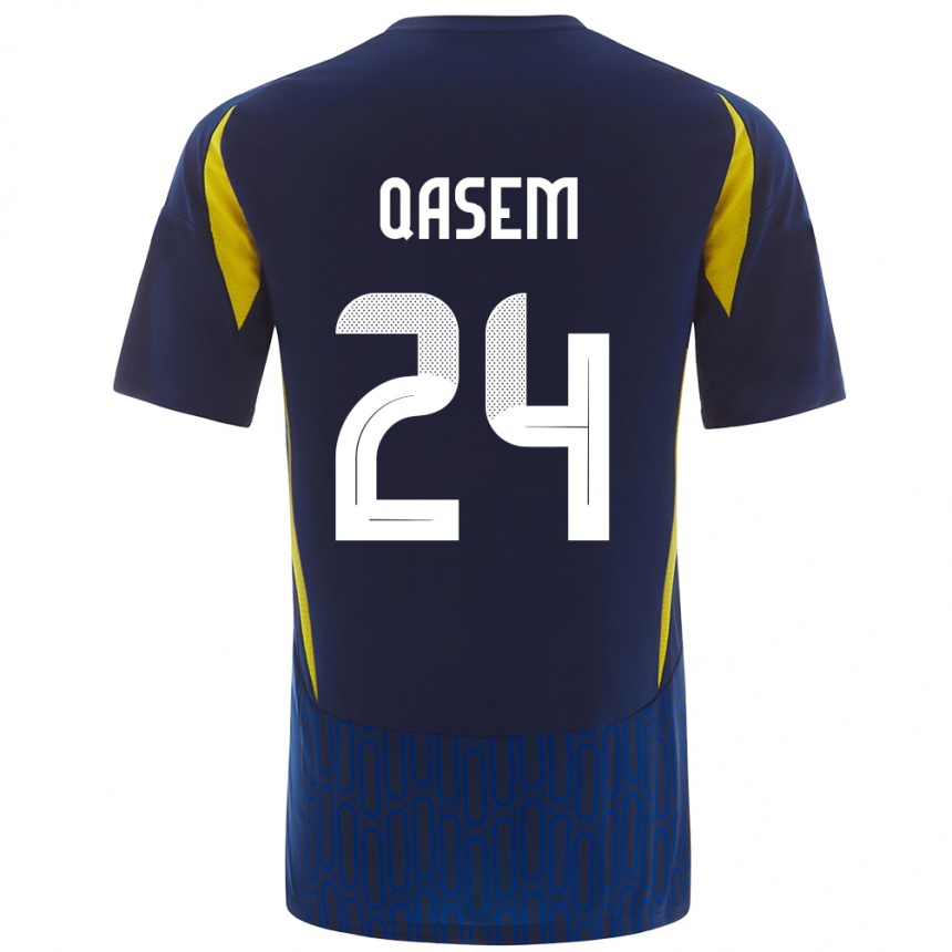 Men Football Mohammed Qasem #24 Blue Yellow Away Jersey 2024/25 T-Shirt Nz