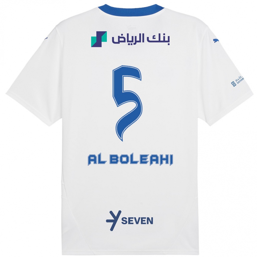 Men Football Ali Al-Boleahi #5 White Blue Away Jersey 2024/25 T-Shirt Nz