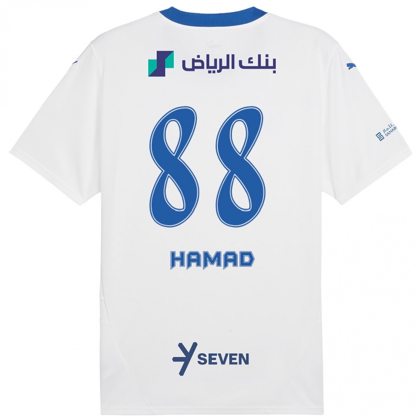 Men Football Hamad Al-Yami #88 White Blue Away Jersey 2024/25 T-Shirt Nz