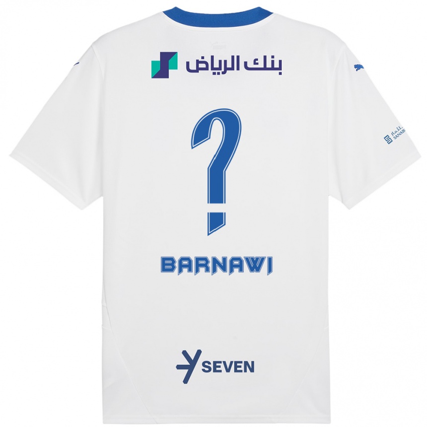 Men Football Abdulsalam Barnawi #0 White Blue Away Jersey 2024/25 T-Shirt Nz