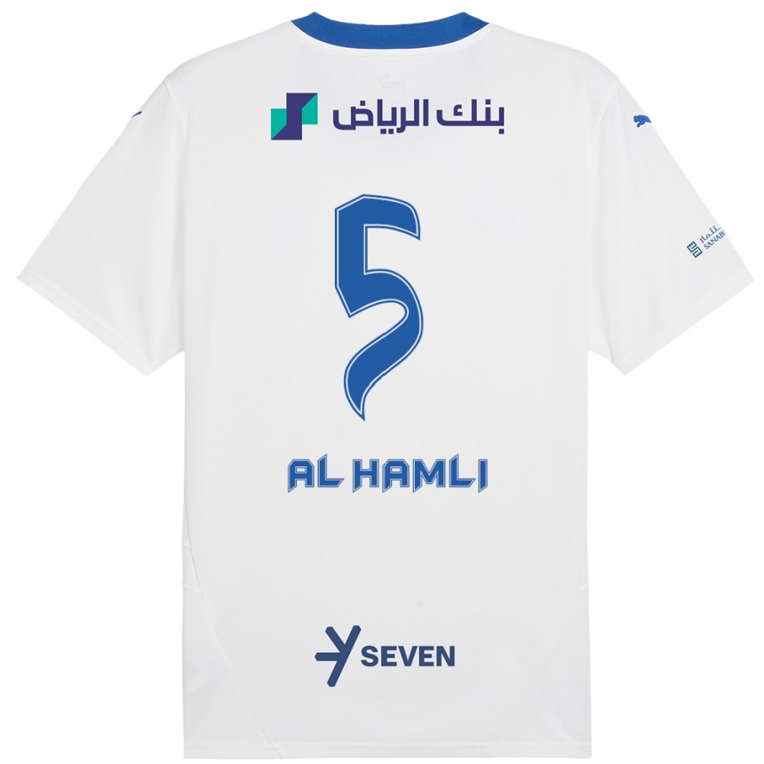 Men Football Noura Al-Hamli #5 White Blue Away Jersey 2024/25 T-Shirt Nz