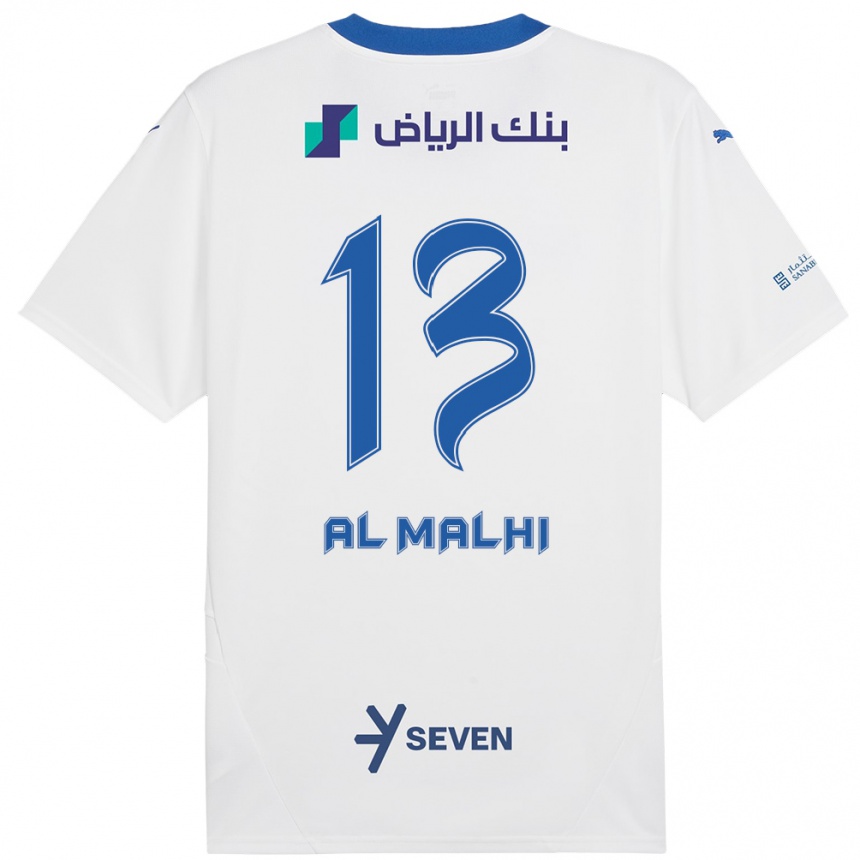 Men Football Al Muhra Al-Malhi #13 White Blue Away Jersey 2024/25 T-Shirt Nz