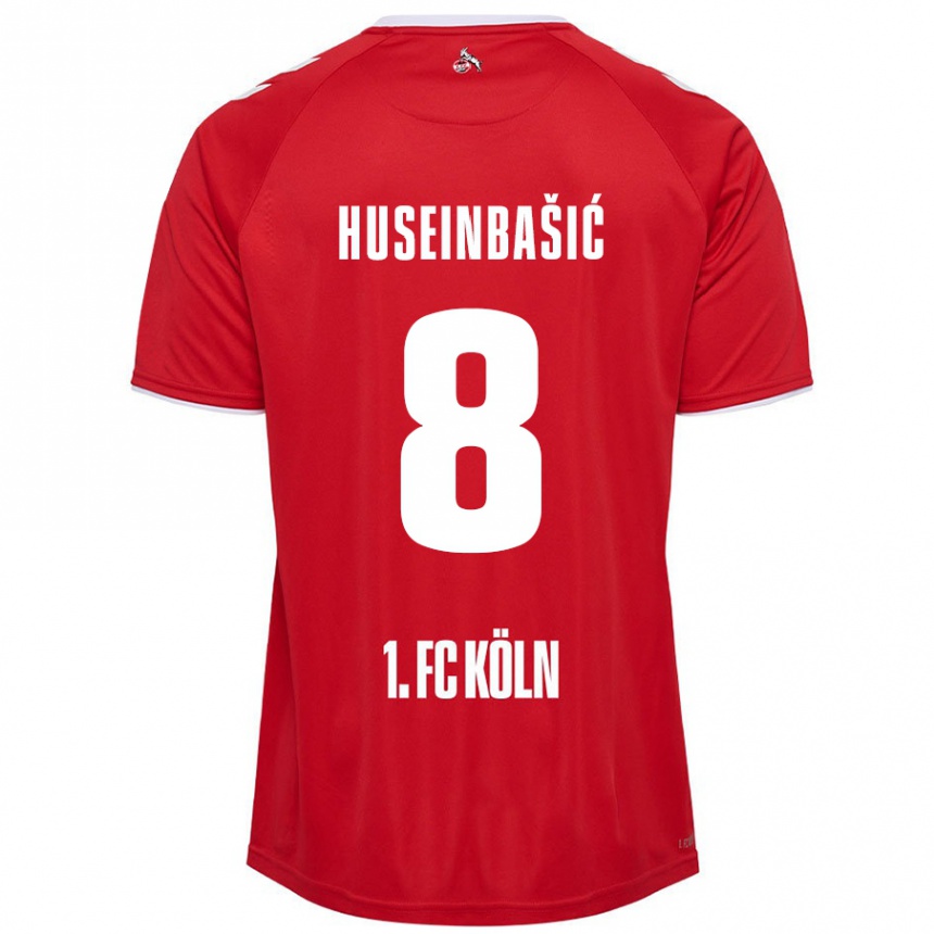 Men Football Denis Huseinbasic #8 Red White Away Jersey 2024/25 T-Shirt Nz