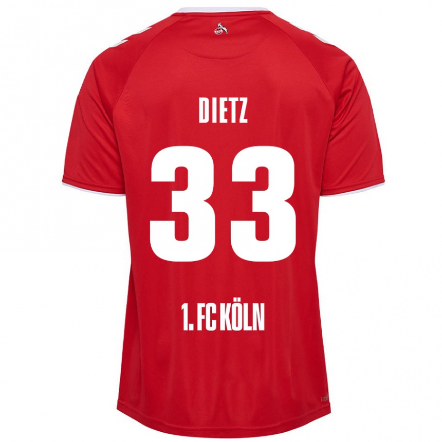 Men Football Florian Dietz #33 Red White Away Jersey 2024/25 T-Shirt Nz