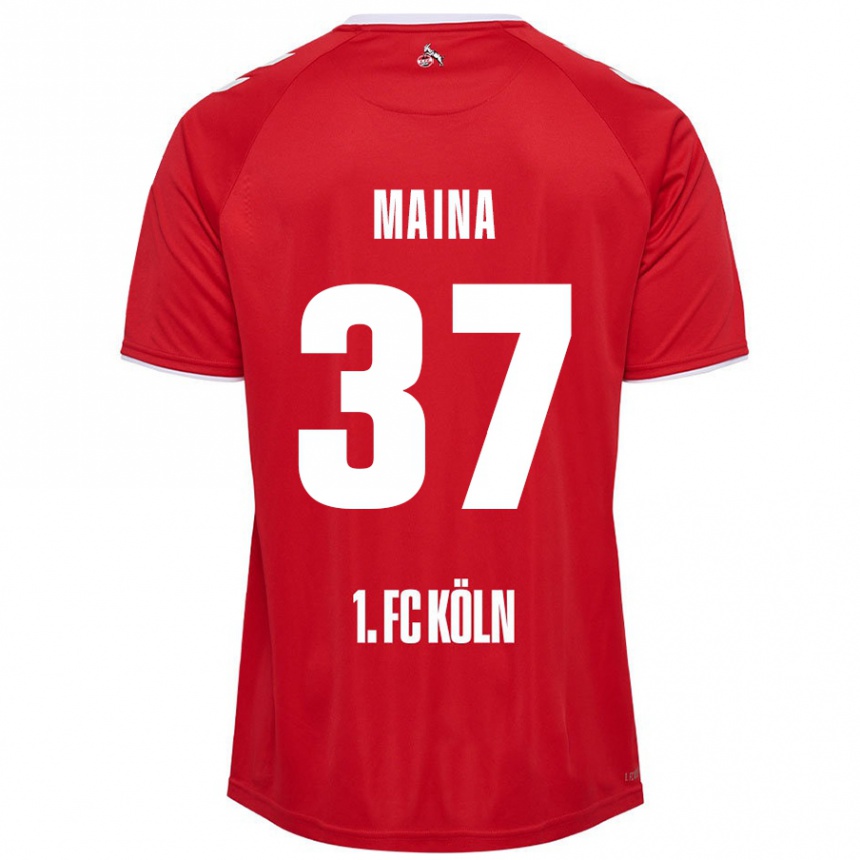 Men Football Linton Maina #37 Red White Away Jersey 2024/25 T-Shirt Nz