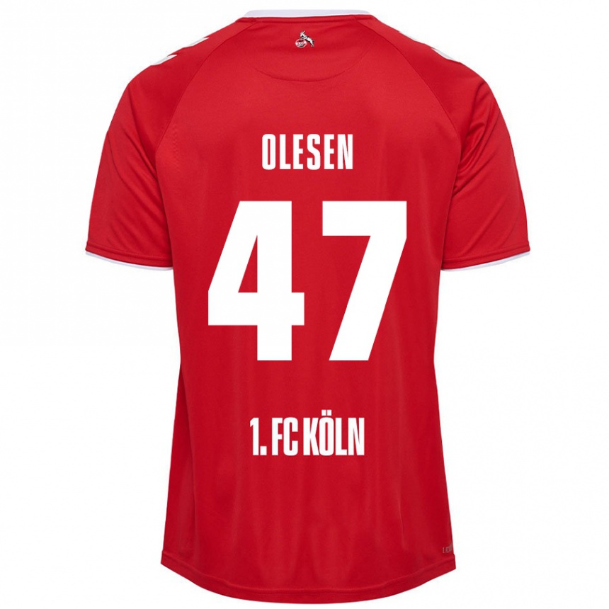 Men Football Mathias Olesen #47 Red White Away Jersey 2024/25 T-Shirt Nz