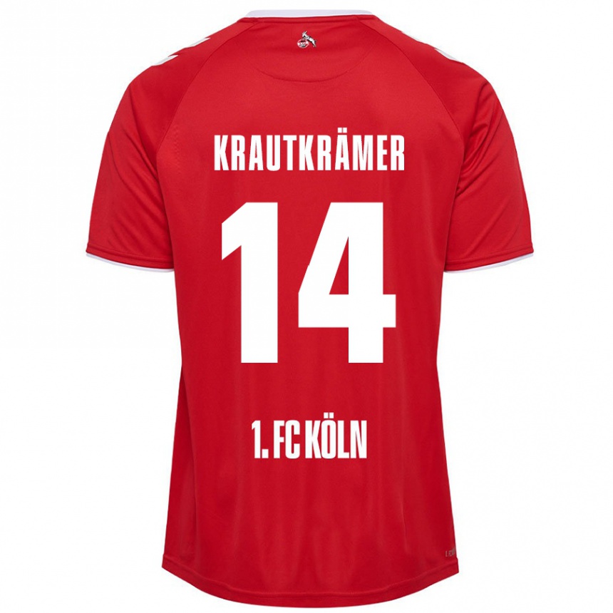 Men Football Jakob Krautkrämer #14 Red White Away Jersey 2024/25 T-Shirt Nz