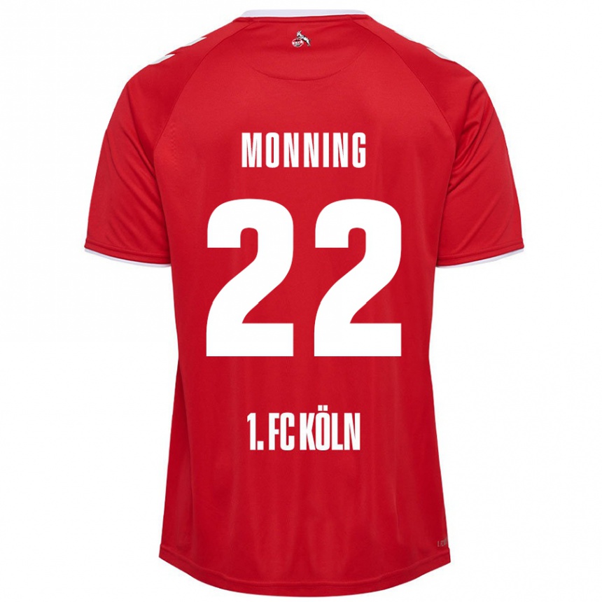 Men Football Marlon Monning #22 Red White Away Jersey 2024/25 T-Shirt Nz