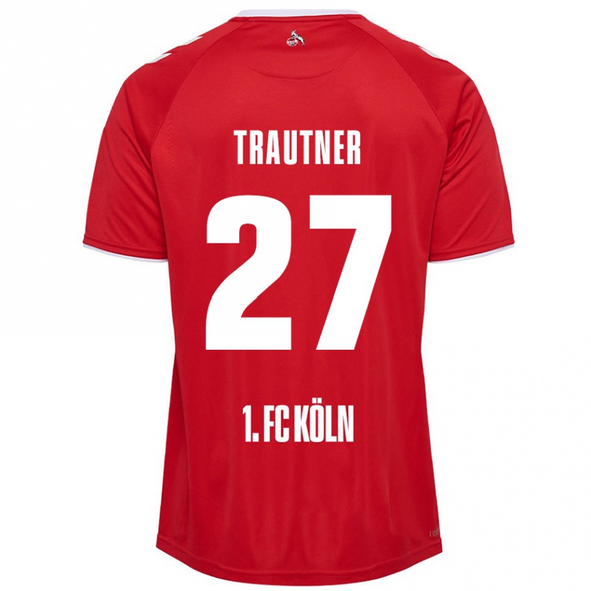 Men Football Tobias Trautner #27 Red White Away Jersey 2024/25 T-Shirt Nz