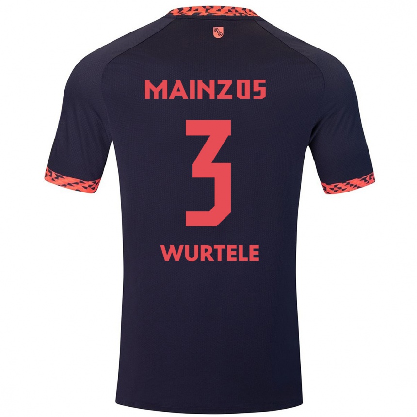 Men Football Fabienne Würtele #3 Blue Coral Red Away Jersey 2024/25 T-Shirt Nz