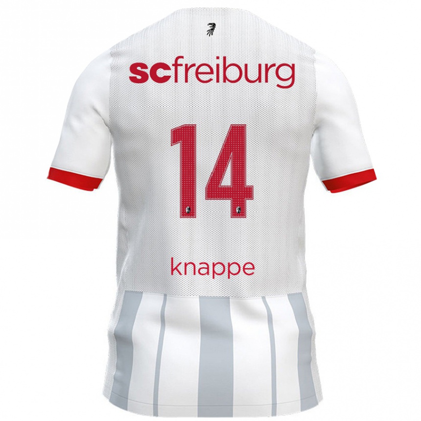 Men Football Davino Knappe #14 White Grey Away Jersey 2024/25 T-Shirt Nz