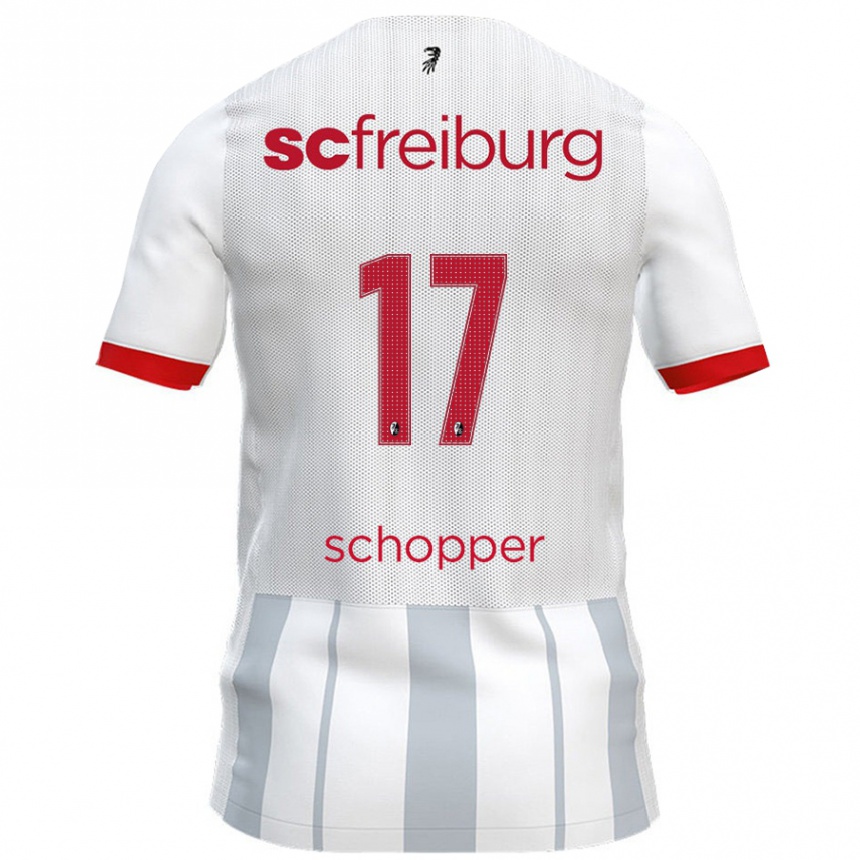 Men Football David Schopper #17 White Grey Away Jersey 2024/25 T-Shirt Nz