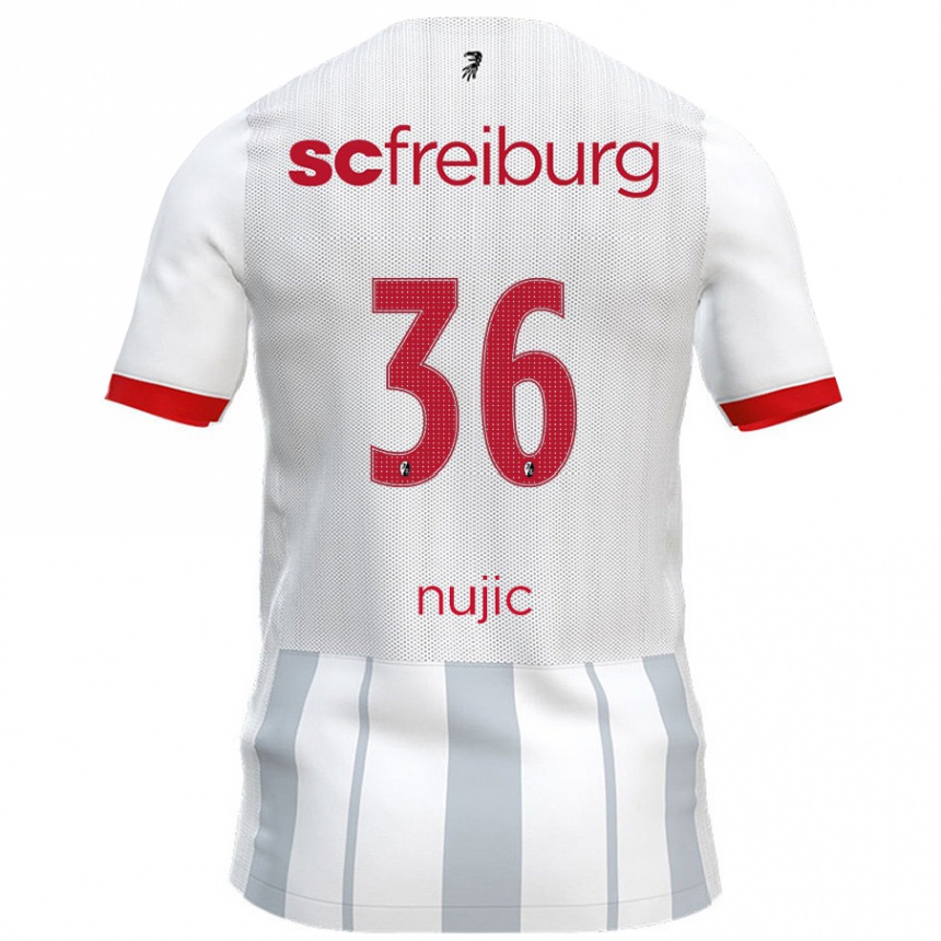 Men Football Luka Nujic #36 White Grey Away Jersey 2024/25 T-Shirt Nz