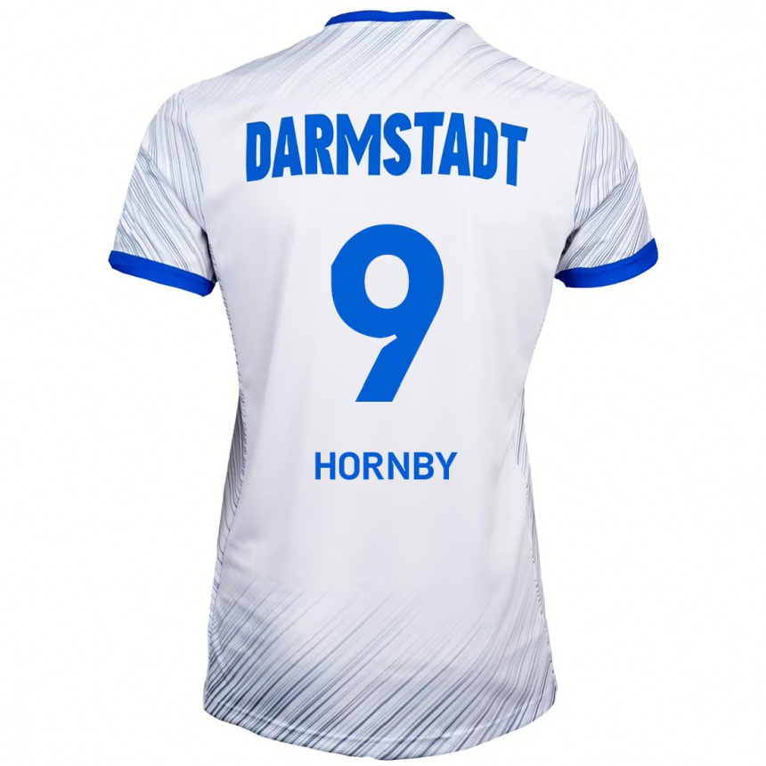 Men Football Fraser Hornby #9 White Blue Away Jersey 2024/25 T-Shirt Nz